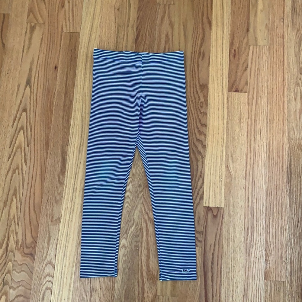 Navy Blue and white stripe leggings